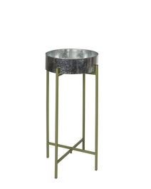 DKD Home Decor Macetero para Terraza y Jardín Plateado Verde Metal 27.5 x 63 x 27.5 cm (4 Unidades)