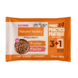 Affinity Nature's Variety Cat Wet Bites Flowp Comida Húmeda para Gatos Sabor Pollo y Salmón, Pack 11x4 Latas de 70 gr