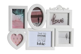 DKD Home Decor Marco Multifoto Blanco para 6 Fotos