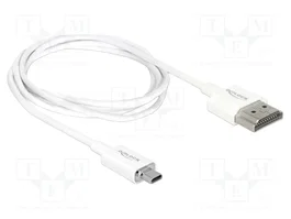 DeLOCK Cable HDMI High Speed con Ethernet, HDMI-A a Micro-D, 4K, 1 m, Blanco