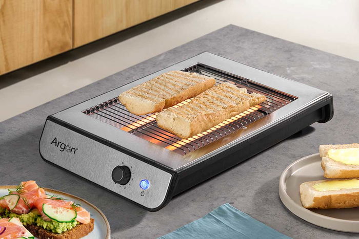 ARGON Tostador Plano Acero 600W Color Acero Dimensiones 38 x 25 x 6.5 cm (Set de 6)