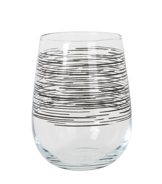 LAV Set 4 Vasos Gaia 475 cc con Diseño Bl.Lines Medidas ø7x9x11 cm (6 Cajas)