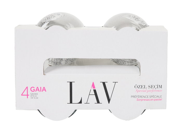 LAV Set 4 Vasos Gaia 475 cc con Diseño Bl.Lines Medidas ø7x9x11 cm (6 Cajas)