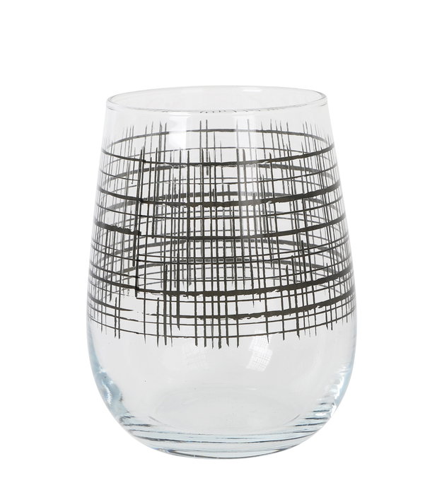 LAV Set 4 Vasos Gaia 475 cc con Diseño Bl.Lines Medidas ø7x9x11 cm (6 Cajas)