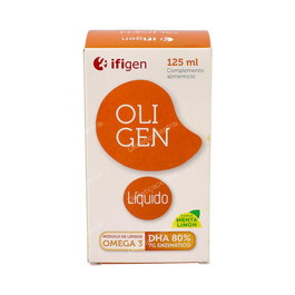 Ifigen Oligen DHA 80% TG Enzimático - Suplemento Nutricional de Ácidos Grasos Omega 3 con Aceite de Pescado, Aroma de Limón y Menta - 125 ml