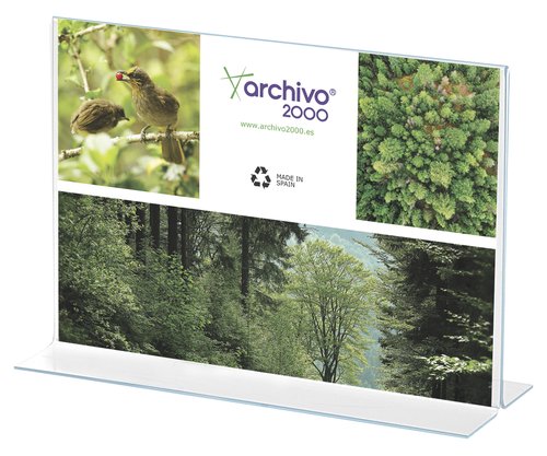 Archivo 2000 Expositor Sobremesa en Forma de T A4 Horizontal Cristal Transparente