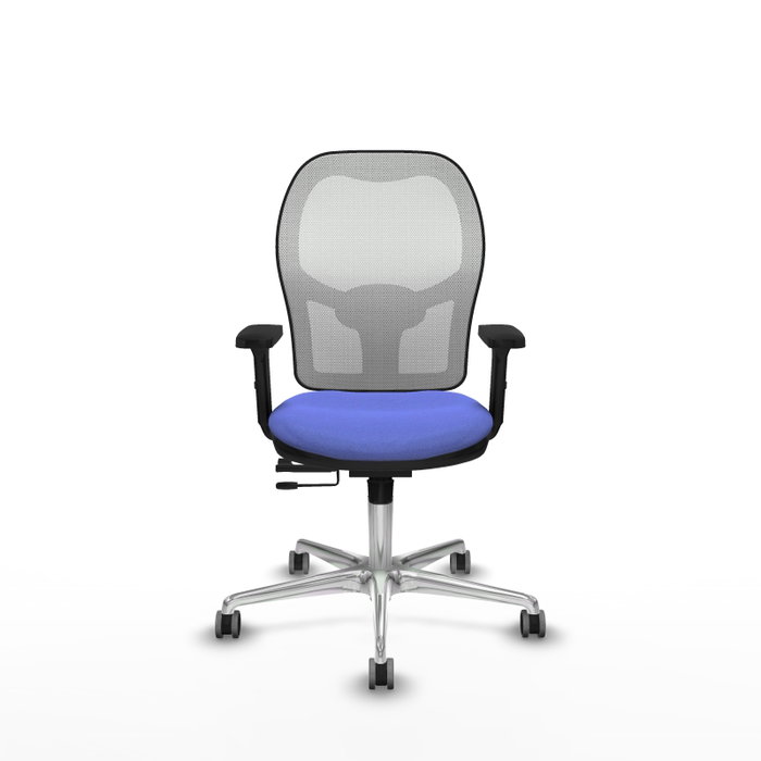 PIQUERAS Y CRESPO Silla de oficina Jorquera con mecanismo Sincro/Traslack, Tela Azul claro y Malla Blanco