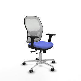 PIQUERAS Y CRESPO Silla de oficina Jorquera con mecanismo Sincro/Traslack, Tela Azul claro y Malla Blanco