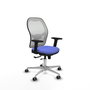 PIQUERAS Y CRESPO Silla de oficina Jorquera con mecanismo Sincro/Traslack, Tela Azul claro y Malla Blanco