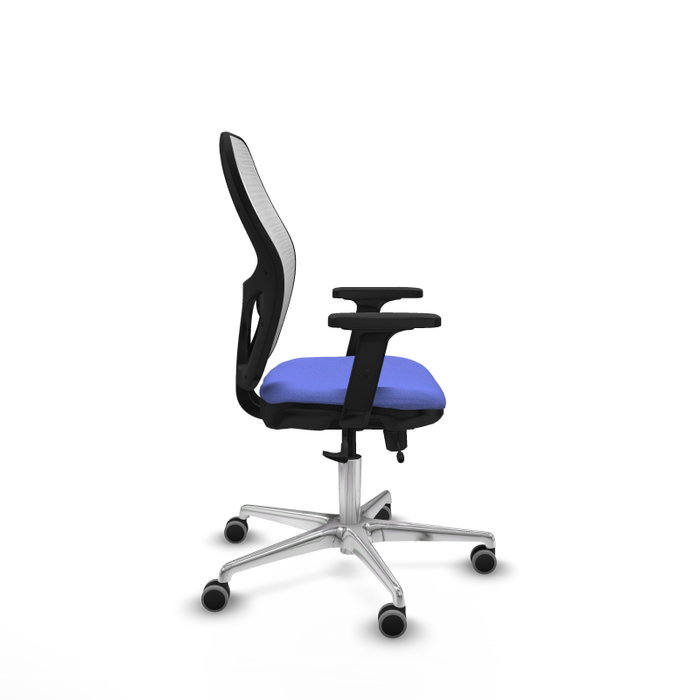 PIQUERAS Y CRESPO Silla de oficina Jorquera con mecanismo Sincro/Traslack, Tela Azul claro y Malla Blanco