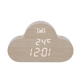 TNB JOY - Reloj LED con 3 alarmas en la nube - efecto madera