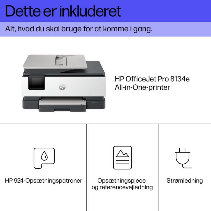 HP OfficeJet Pro 8134e All-in-One Printer - Impresora Color Multifunción con Fax, Scanner, Copiadora, Alimentador Automático y Pantalla Táctil, para Oficina en Casa, hasta 20 ppm