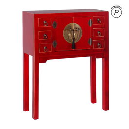 Consola ORIENTE Hierro Madera MDF Rojo Dorado 63 x 26 x 80 cm