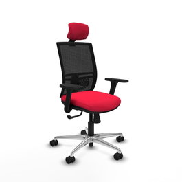 PIQUERAS Y CRESPO Silla de oficina Yunquera con mecanismo Sincro, asiento Rojo y respaldo Negro