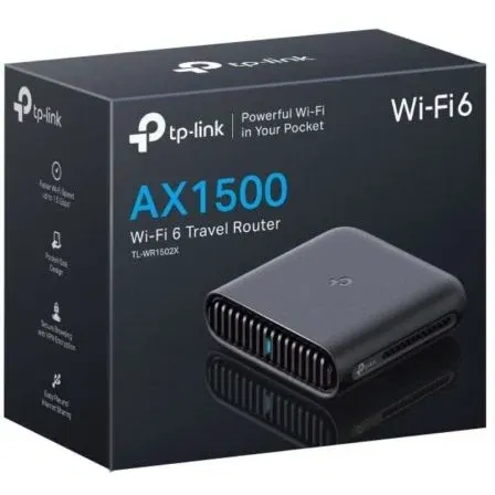 TP-Link TL-WR1502X Router de Viaje Inalámbrico 4G/AX1500 Wi-Fi 6, 1500 Mbps, Doble Banda (2.4/5 GHz), USB Tipo-C, Puerto Gigabit, Módem 3G/4G, VPN
