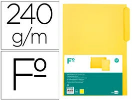 Liderpapel Subcarpeta de cartulina con pestaña izquierda, amarillo, formato Folio