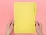 Liderpapel Subcarpeta de cartulina con pestaña izquierda, amarillo, formato Folio