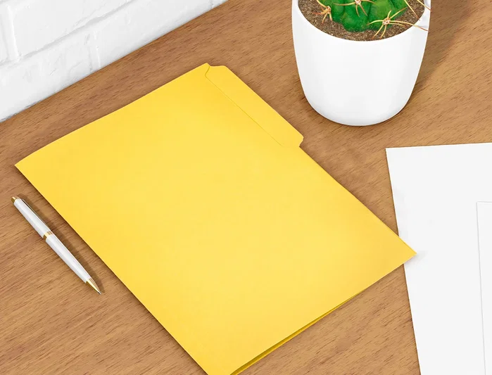 Liderpapel Subcarpeta de cartulina con pestaña izquierda, amarillo, formato Folio