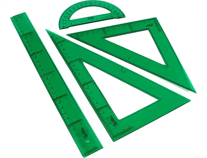 Liderpapel Juego de reglas con escuadra, cartabón, semicírculo y regla de 30 cm Liderpapel Juego de reglas con escuadra, cartabón, semicírculo y regla de 30 cm