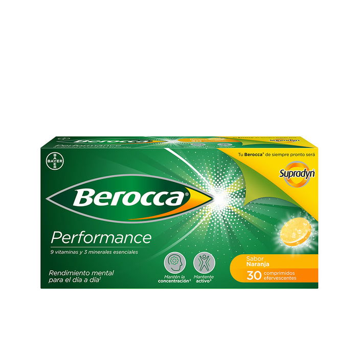 Berocca Performance Suplemento de Vitaminas y Minerales, Comprimidos Efervescentes Sabor Naranja, 30 Unidades, Para el Rendimiento Físico y Mental, Reduce la Fatiga