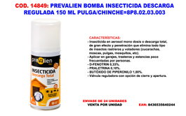 PREVALIEN Bomba Insecticida Descarga Regul 150 ml para Pulga/Chinche