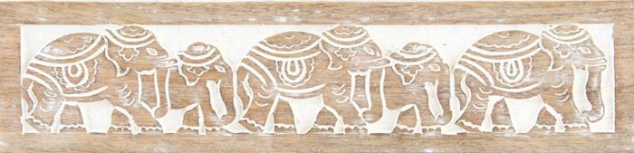 DKD Home Decor Marco de Fotos 10x15 Elefante en Madera de Mango Tallada Marrón y Blanco