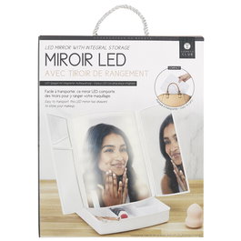 Cosmetic Club Espejo Led con Almacenamiento para Cosméticos, 24x19x6 cm