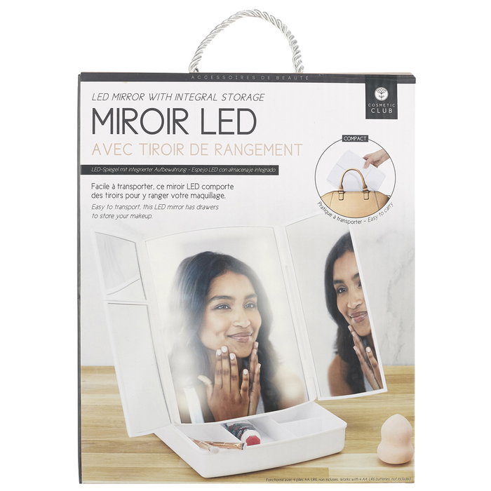 Cosmetic Club Espejo Led con Almacenamiento para Cosméticos, 24x19x6 cm Cosmetic Club Espejo Led con Almacenamiento para Cosméticos, 24x19x6 cm