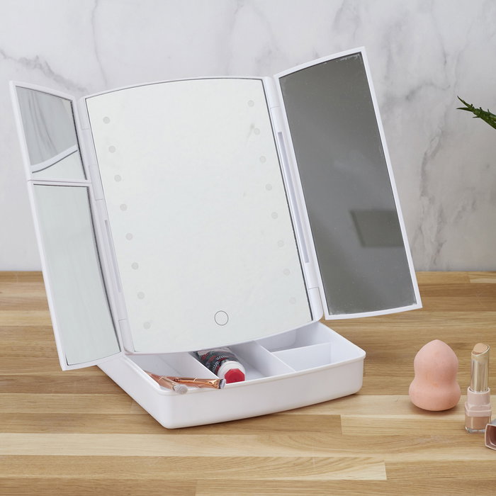 Cosmetic Club Espejo Led con Almacenamiento para Cosméticos, 24x19x6 cm Cosmetic Club Espejo Led con Almacenamiento para Cosméticos, 24x19x6 cm