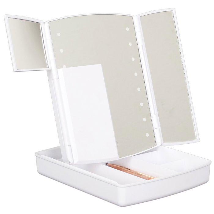 Cosmetic Club Espejo Led con Almacenamiento para Cosméticos, 24x19x6 cm Cosmetic Club Espejo Led con Almacenamiento para Cosméticos, 24x19x6 cm