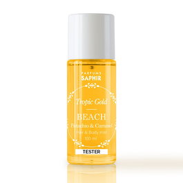 Saphir Tester Bruma Perfumada Beach Pistacho & Caramelo 100 ml - Aplicación Cuerpo y Cabello Spray Colección Tropic Gold