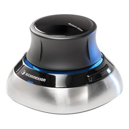 3Dconnexion SpaceMouse Wireless Bluetooth Edition BT - Ratón 3D Ambidiestro 6DoF con Conexión RF, Bluetooth y USB Tipo A, Color Negro/Azul/Plata, Incluye Receptor y Funda