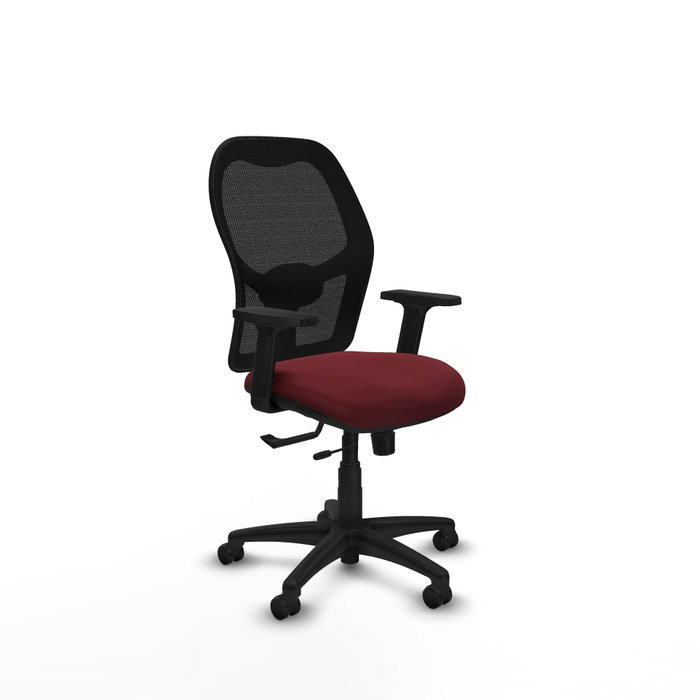 PIQUERAS Y CRESPO Silla de oficina Alocén con malla negra y asiento granate PIQUERAS Y CRESPO Silla de oficina Alocén con malla negra y asiento granate