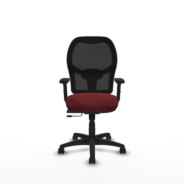 PIQUERAS Y CRESPO Silla de oficina Alocén con malla negra y asiento granate PIQUERAS Y CRESPO Silla de oficina Alocén con malla negra y asiento granate