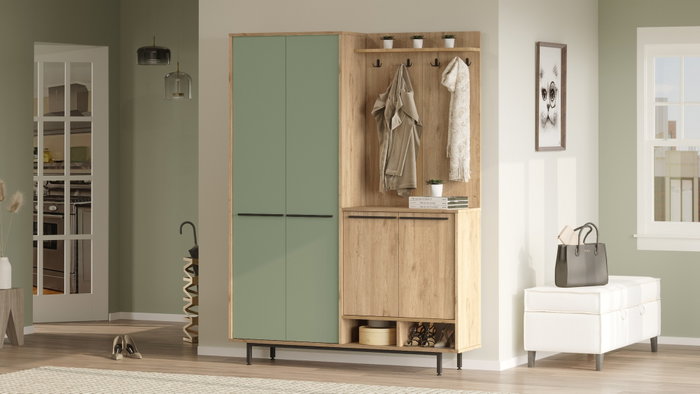 Hanah Home OS1-SY Recibidor Roble y Verde 147.4cm Ancho x 195.6cm Alto x 35.5cm Profundidad Hanah Home OS1-SY Recibidor Roble y Verde 147.4cm Ancho x 195.6cm Alto x 35.5cm Profundidad