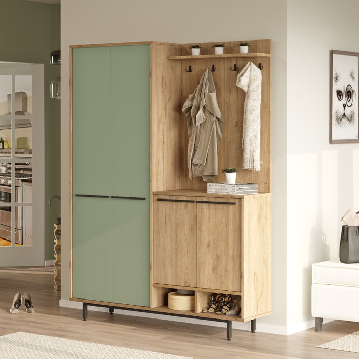 Hanah Home OS1-SY Recibidor Roble y Verde 147.4cm Ancho x 195.6cm Alto x 35.5cm Profundidad Hanah Home OS1-SY Recibidor Roble y Verde 147.4cm Ancho x 195.6cm Alto x 35.5cm Profundidad
