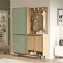 Hanah Home OS1-SY Recibidor Roble y Verde 147.4cm Ancho x 195.6cm Alto x 35.5cm Profundidad