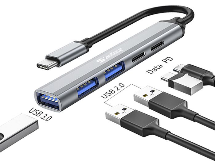 Sandberg USB-C to 3xUSB-A + 2xUSB-C Hub SAVER con Carga PD 65W para Portátiles Sandberg USB-C to 3xUSB-A + 2xUSB-C Hub SAVER con Carga PD 65W para Portátiles