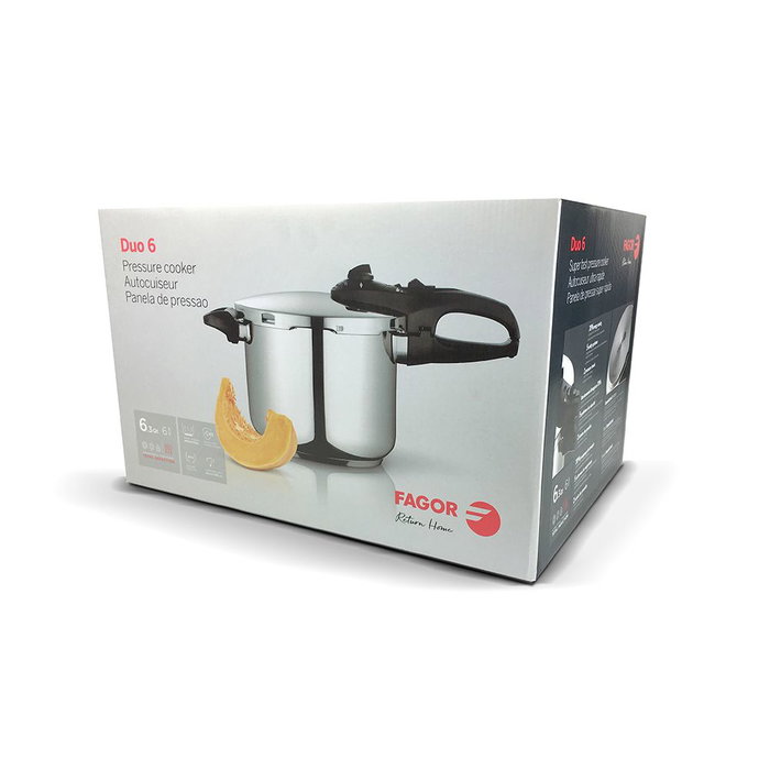 Fagor Olla Super Rápida Duo 6L Inox 18/10 Ø23 x 17 cm Acero Inoxidable Cocción Rápida Alta Eficiencia