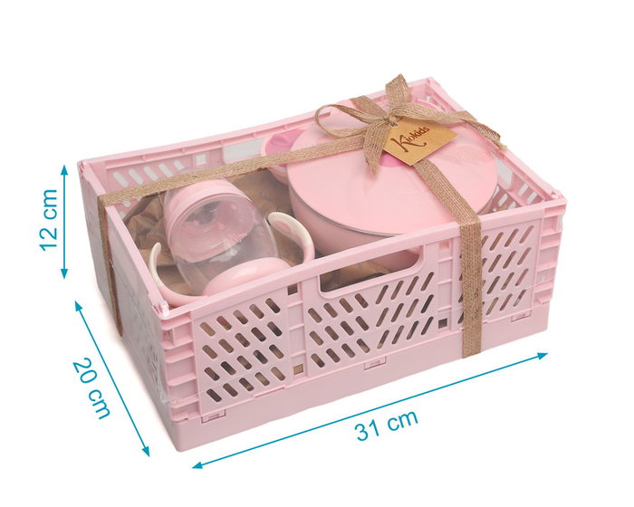 KioKids Petits Moments Set de Alimentación para Bebé con Cuenco Térmico y Taza de Aprendizaje - Rosa