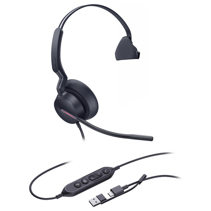 Yealink UH46 Mono Teams Auriculares Monoaurales con USB-C/A para Oficina y Centro de Llamadas, Certificados para Microsoft Teams