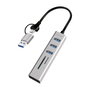 LogiLink Hub USB 3.0 con 3 puertos y lector de tarjetas, USB-A+C, gris