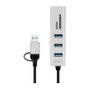 LogiLink Hub USB 3.0 con 3 puertos y lector de tarjetas, USB-A+C, gris
