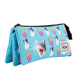Oh My Pop Estuche Portatodo Triple HS Angry Cat Turquesa