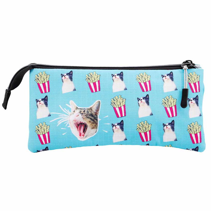 Oh My Pop Estuche Portatodo Triple HS Angry Cat Turquesa Oh My Pop Estuche Portatodo Triple HS Angry Cat Turquesa