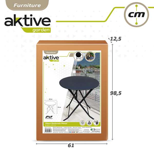 Aktive Mesa redonda plegable de metal 60x70 cm
