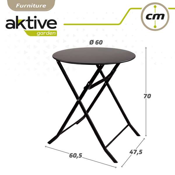 Aktive Mesa redonda plegable de metal 60x70 cm