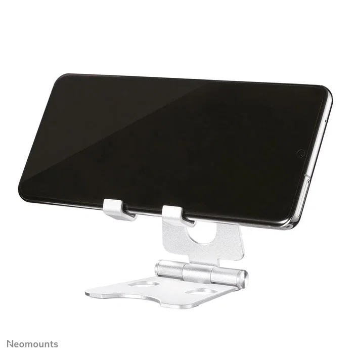 Neomounts DS10-150SL1 Soporte Plegable para Móvil/Smartphone hasta 4.7", Ajuste de Inclinación 270°, Plata - Soporte de Escritorio Pasivo con Almohadillas de Silicona