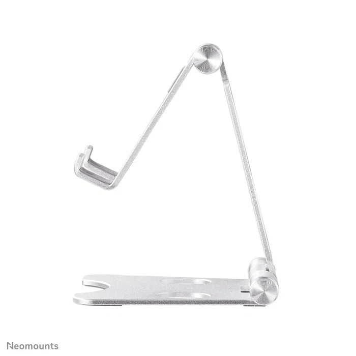 Neomounts DS10-150SL1 Soporte Plegable para Móvil/Smartphone hasta 4.7", Ajuste de Inclinación 270°, Plata - Soporte de Escritorio Pasivo con Almohadillas de Silicona
