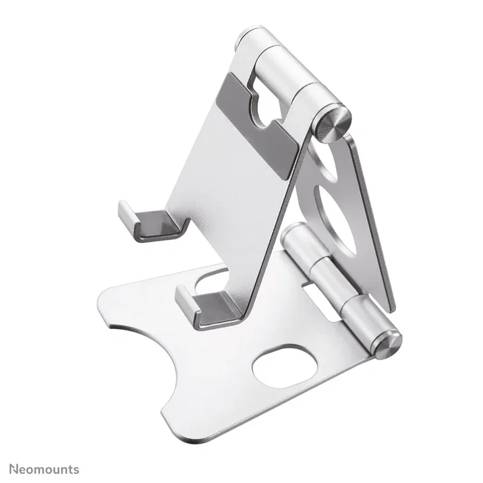 Neomounts DS10-150SL1 Soporte Plegable para Móvil/Smartphone hasta 4.7", Ajuste de Inclinación 270°, Plata - Soporte de Escritorio Pasivo con Almohadillas de Silicona